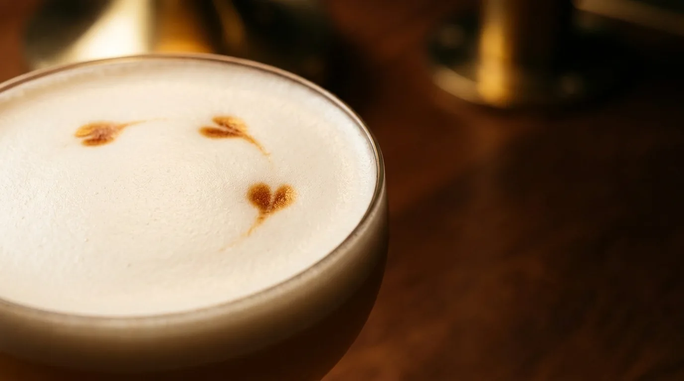The same foam, level and matte, on a finished sour during evening service